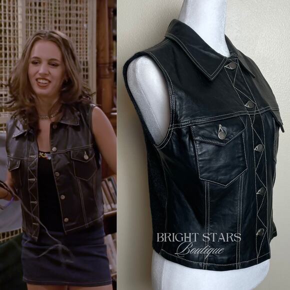 Rare Vintage Leather Wool Vest ASO Faith Lehane BtVS Womens Medium Vintage 90s - Picture 3 of 10